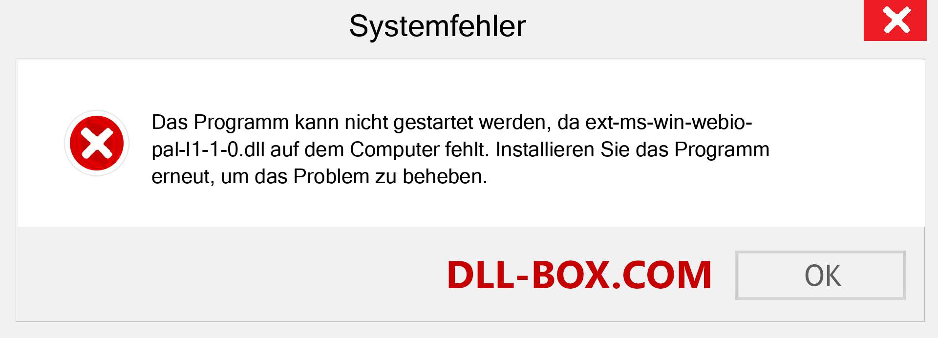 ext-ms-win-webio-pal-l1-1-0.dll-Datei fehlt?. Download für Windows 7, 8, 10 - Fix ext-ms-win-webio-pal-l1-1-0 dll Missing Error unter Windows, Fotos, Bildern
